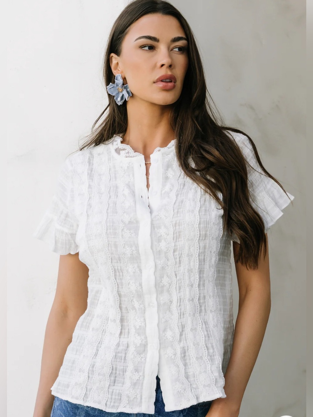 Baltic Born NWT White Lace Ruffle Blouse Size XL Cottagecore Boho